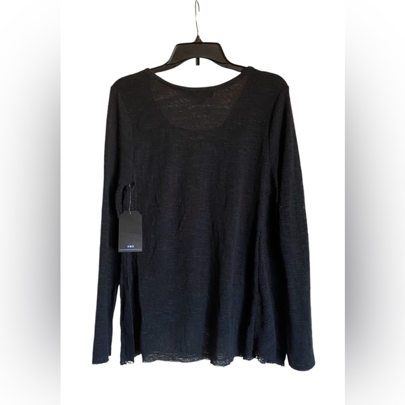 Almost Famous Black Lace Inset Tie front Long Sleeve Tunic Top XL - Picture 2 of 2